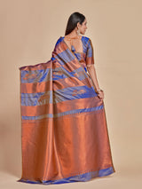 Mimosa Women's Woven Design Kanjivaram Style Art Silk Saree With Blouse Piece : SA00001383BLUFREE