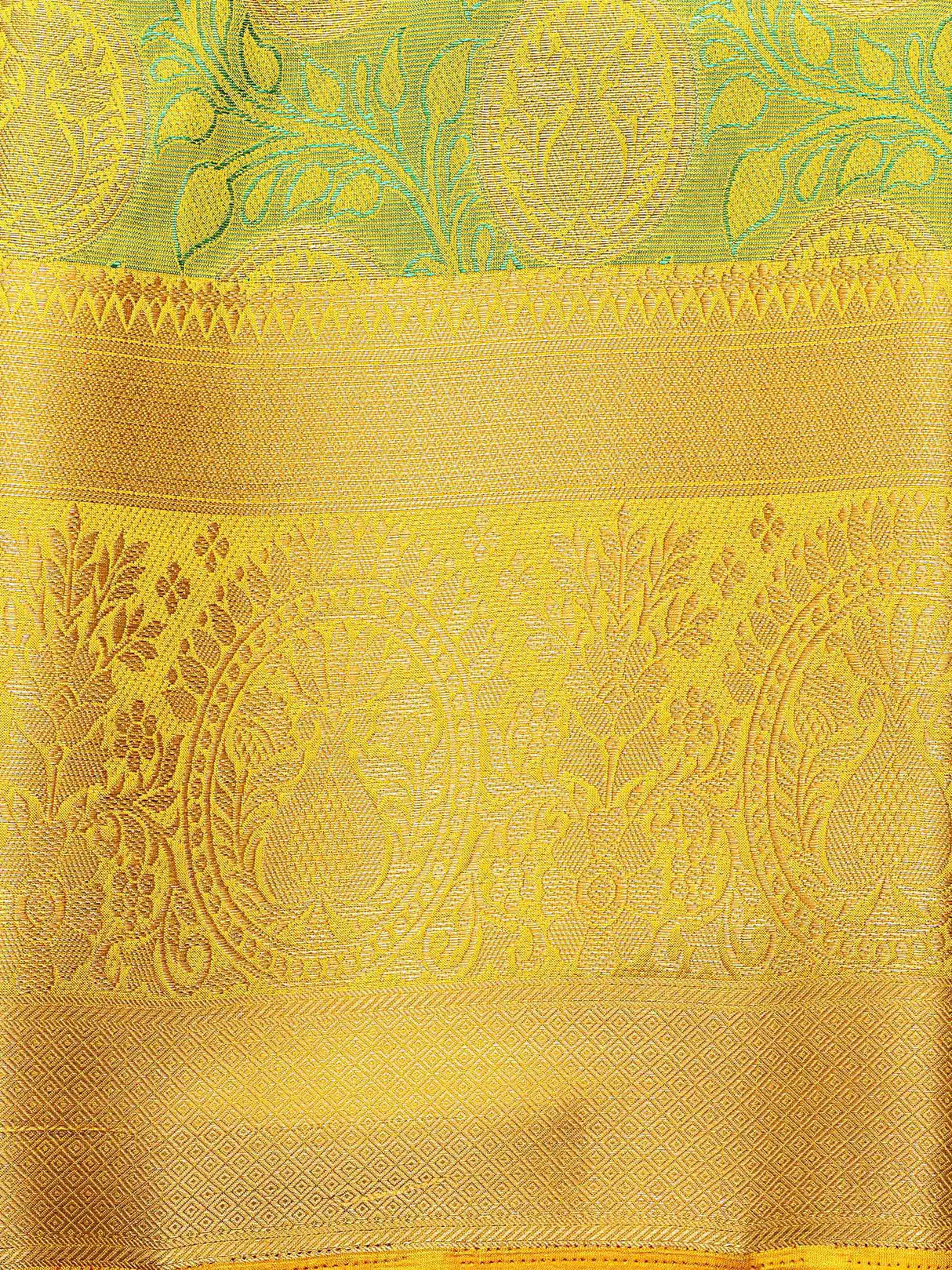 Mimosa Womens Art Silk Saree Kanjivaram Gold Color