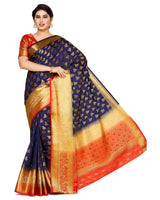 Mimosa Womens Art Silk Saree Kanjivaram Navy Blue Color