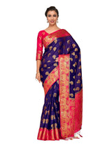 Mimosa Womens Art Silk Saree Kanjivaram Navy Blue Color