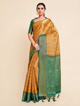 Mimosa Womens Art Silk Saree Kanjivaram Mustard Color