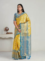 Mimosa Women's Woven Design Kanjivaram Art Silk Saree With Blouse Piece : SA0000463YLW