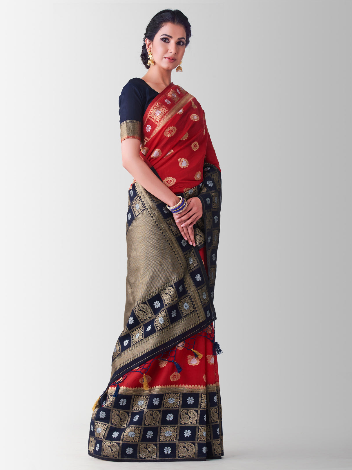 Mimosa Womens Art Silk Saree Kanjivaram Red Color