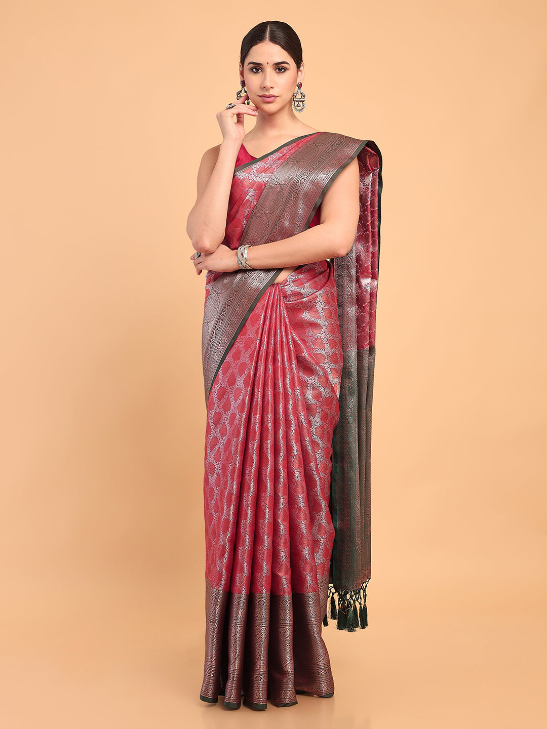 Mimosa Women's Woven Design Kanjivaram Art Silk Saree With Blouse Piece : SA00001118MRFREE