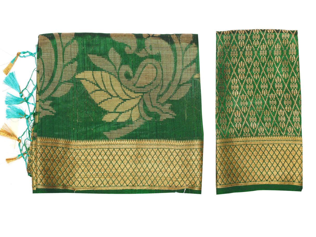 Mimosa Womens Art Silk Saree Kanjivaram BGreen Color