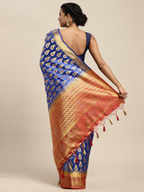 Mimosa Womens Art Silk Saree Kanjivaram Royal Blue Color