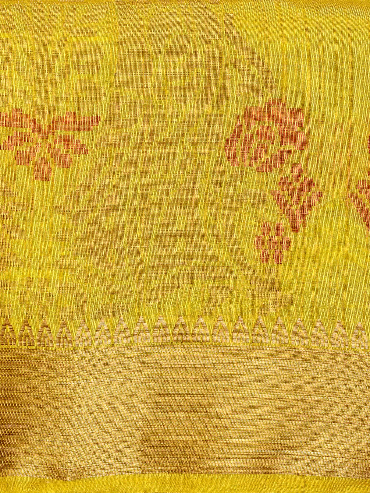 Mimosa Womens Art Silk Saree Kanjivaram Yellow Color