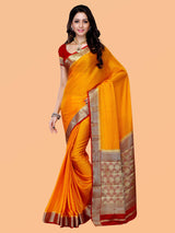 Mimosa Womens Crepe Saree Mysore Silk Gold Color