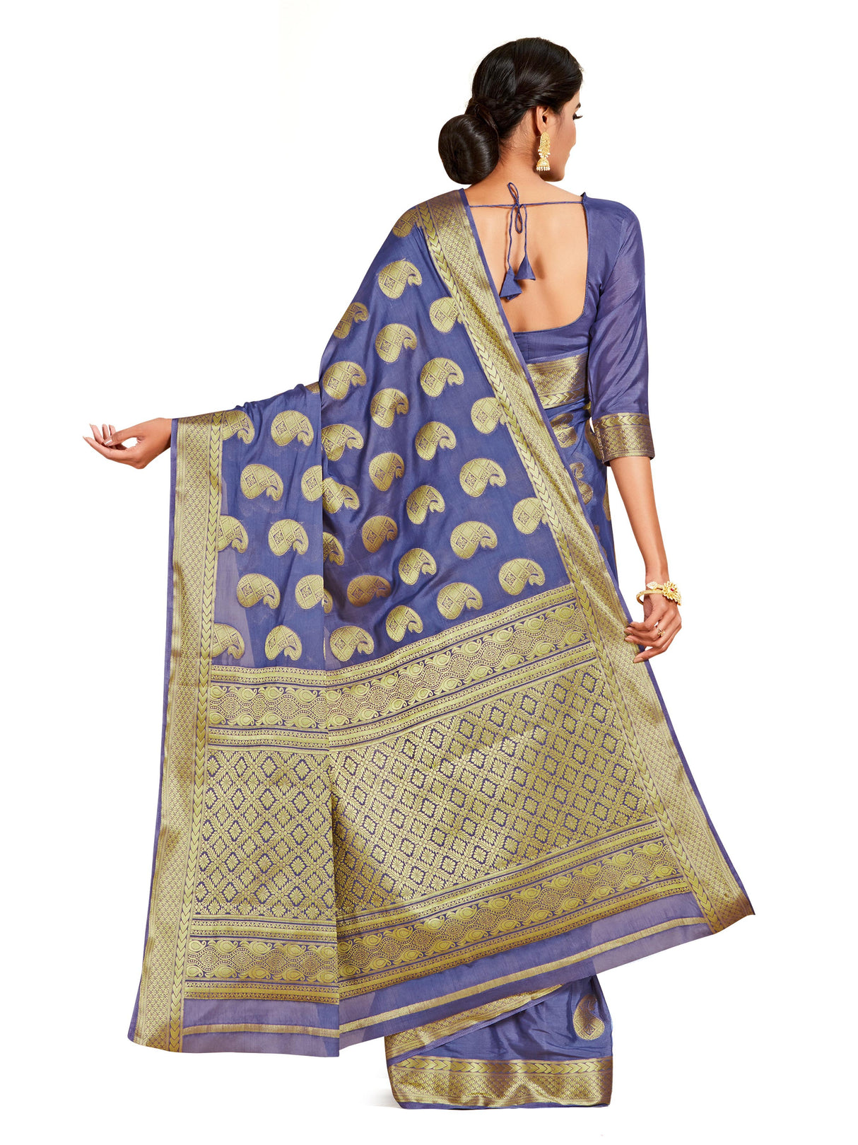 Mimosa Womens Crepe Saree Mysore Silk Grey Color