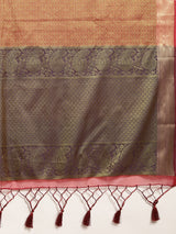 Mimosa Womens Art Silk Saree Kanjivaram Olive Color