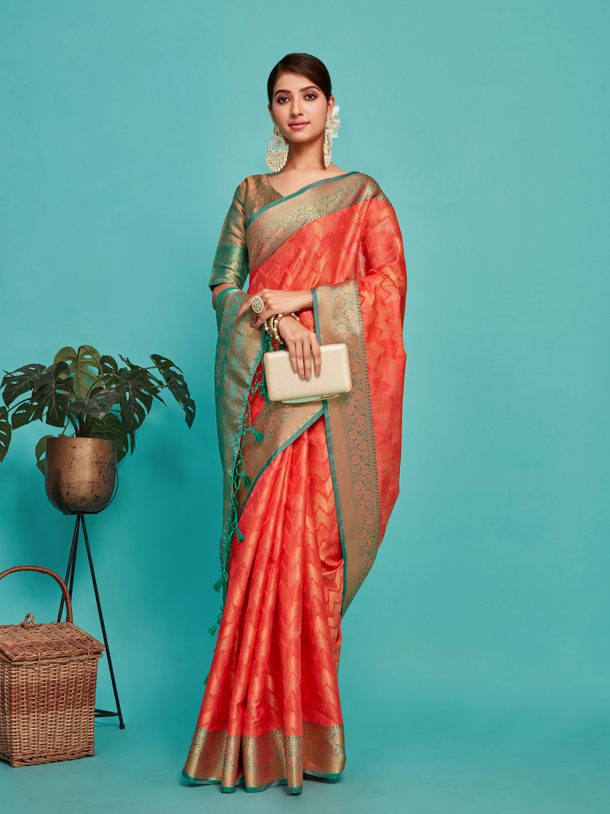 Mimosa Women's Woven Design Kanjivaram Art Silk Saree With Blouse Piece : SA00001227GJFREE