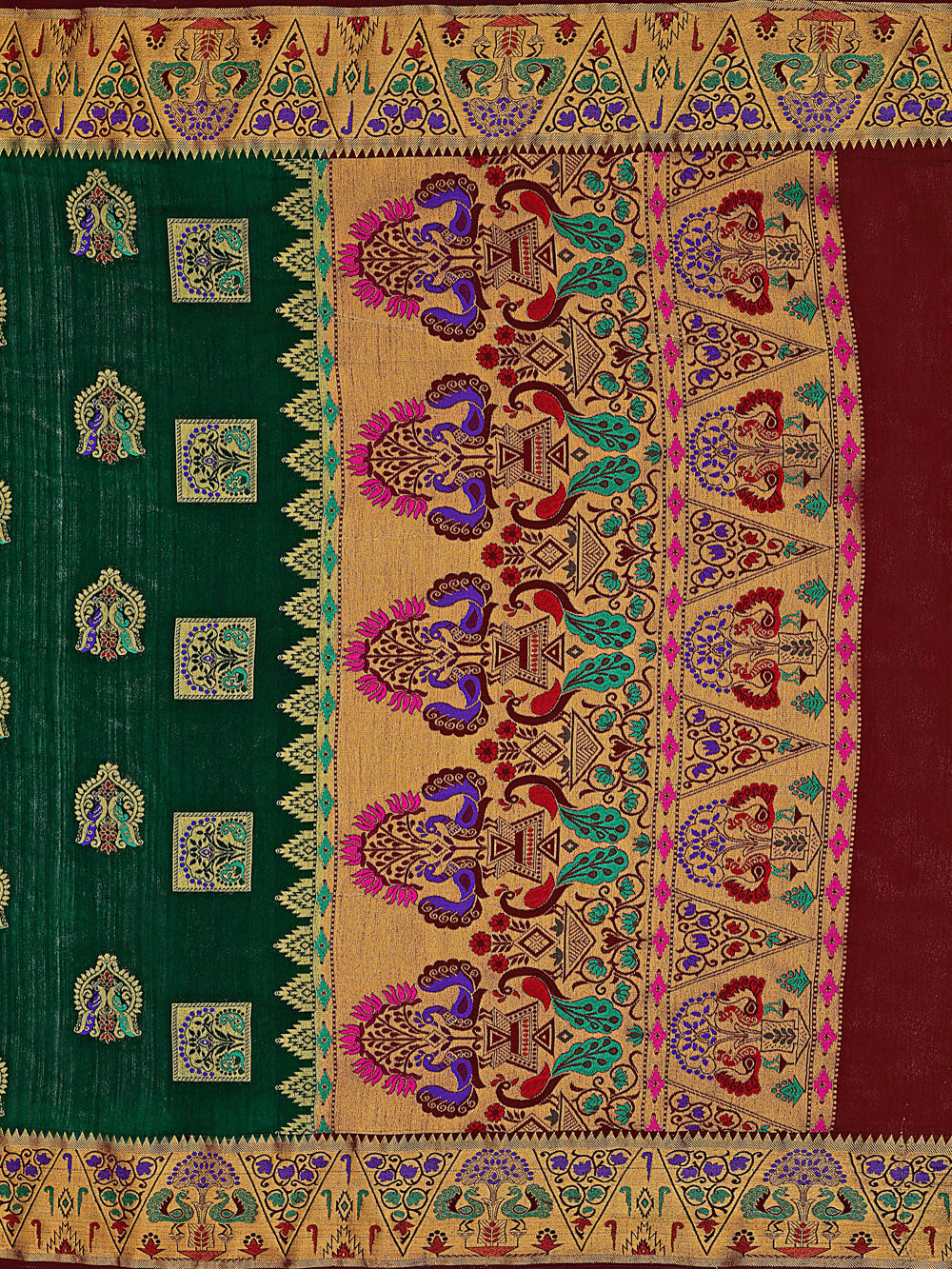 Mimosa Womens Art Silk Saree Dharmavaram BGreen Color