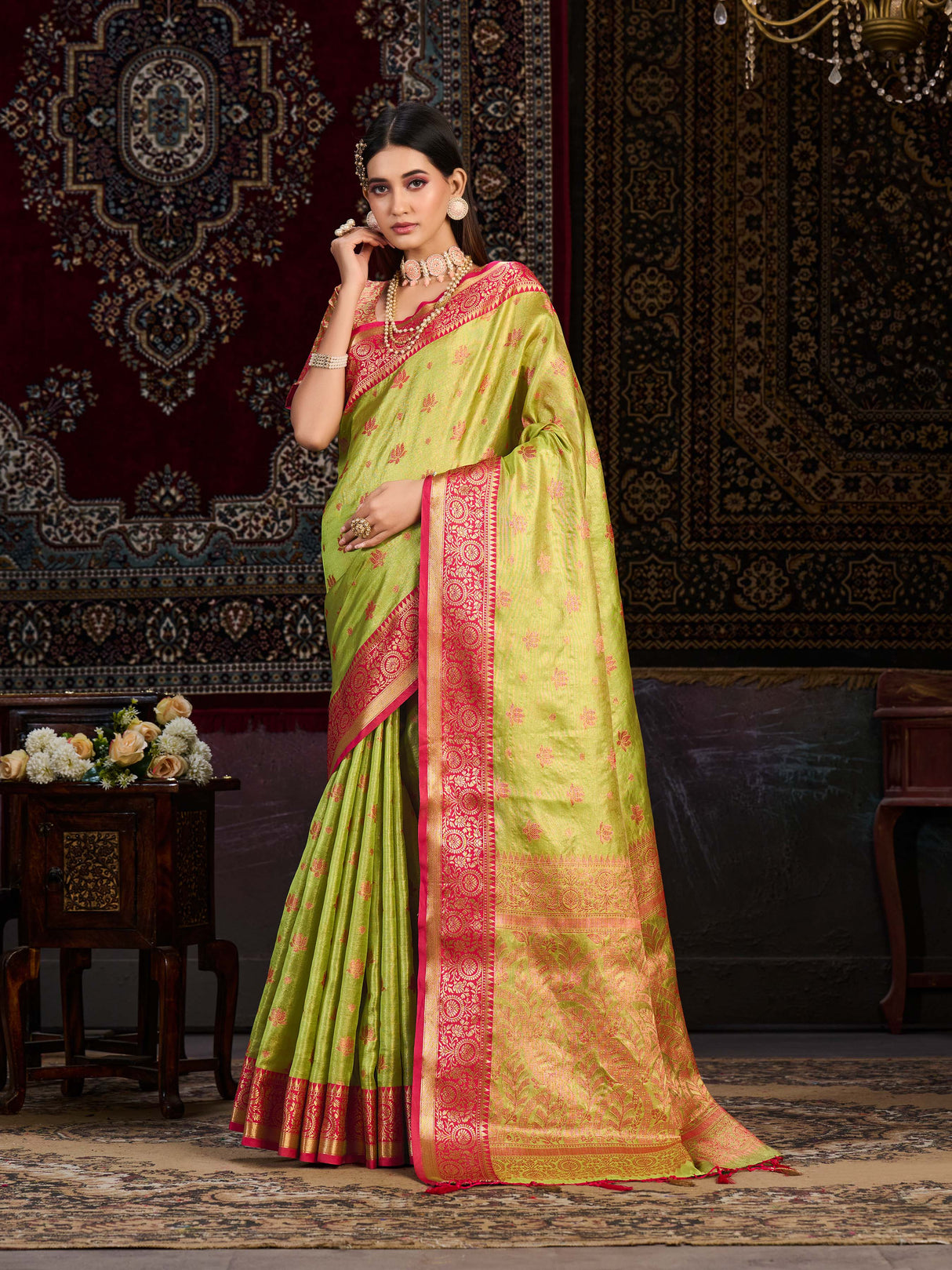 Mimosa Women's Woven Design Kanjivaram Art Silk Saree With Blouse Piece : SA0000942OL