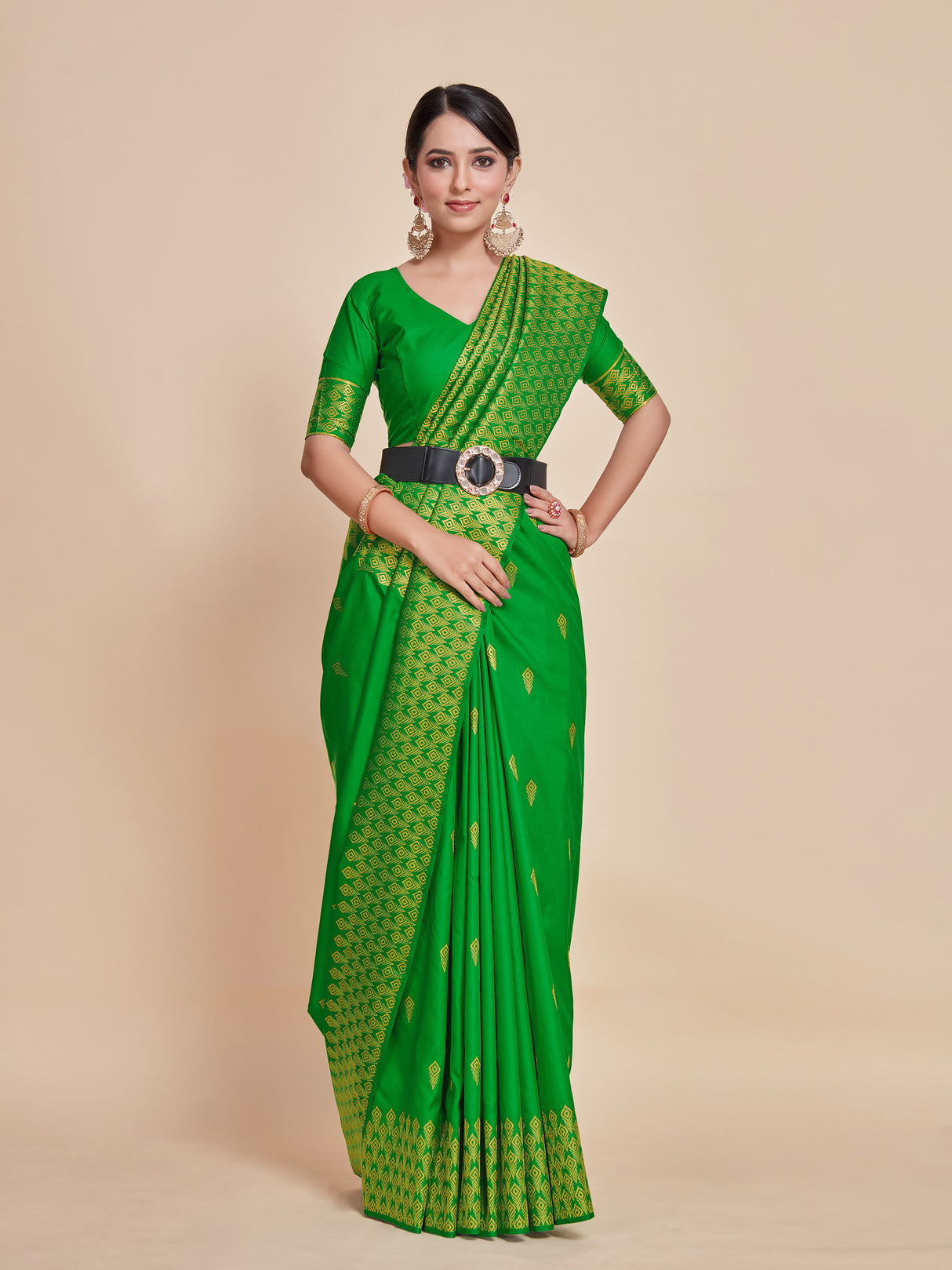 Mimosa Women's Woven Design Kanjivaram Style Art Silk Saree With Blouse Piece : SA00001328PGFREE