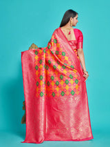 Mimosa Women's Woven Design Patola Style Art Silk Saree With Blouse Piece : SA00001343GDFREE