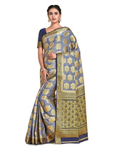 Mimosa Womens Crepe Saree Mysore Silk Grey Color