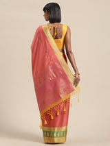 Mimosa Womens Art Silk Saree Kanjivaram Peach Color