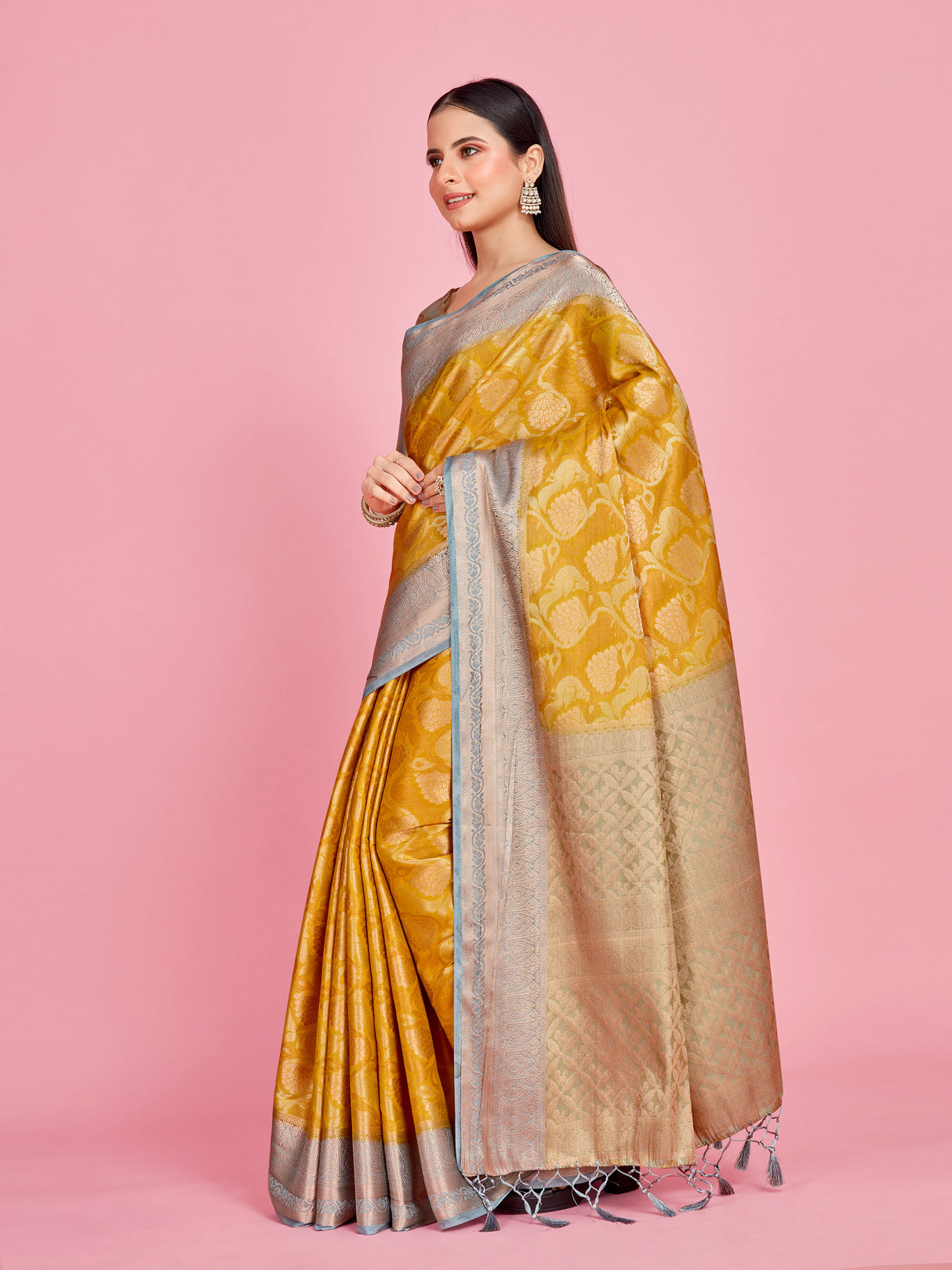 Mimosa Women's Woven Design Kanjivaram Style Art Silk Saree With Blouse Piece : SA0000373MSFREE