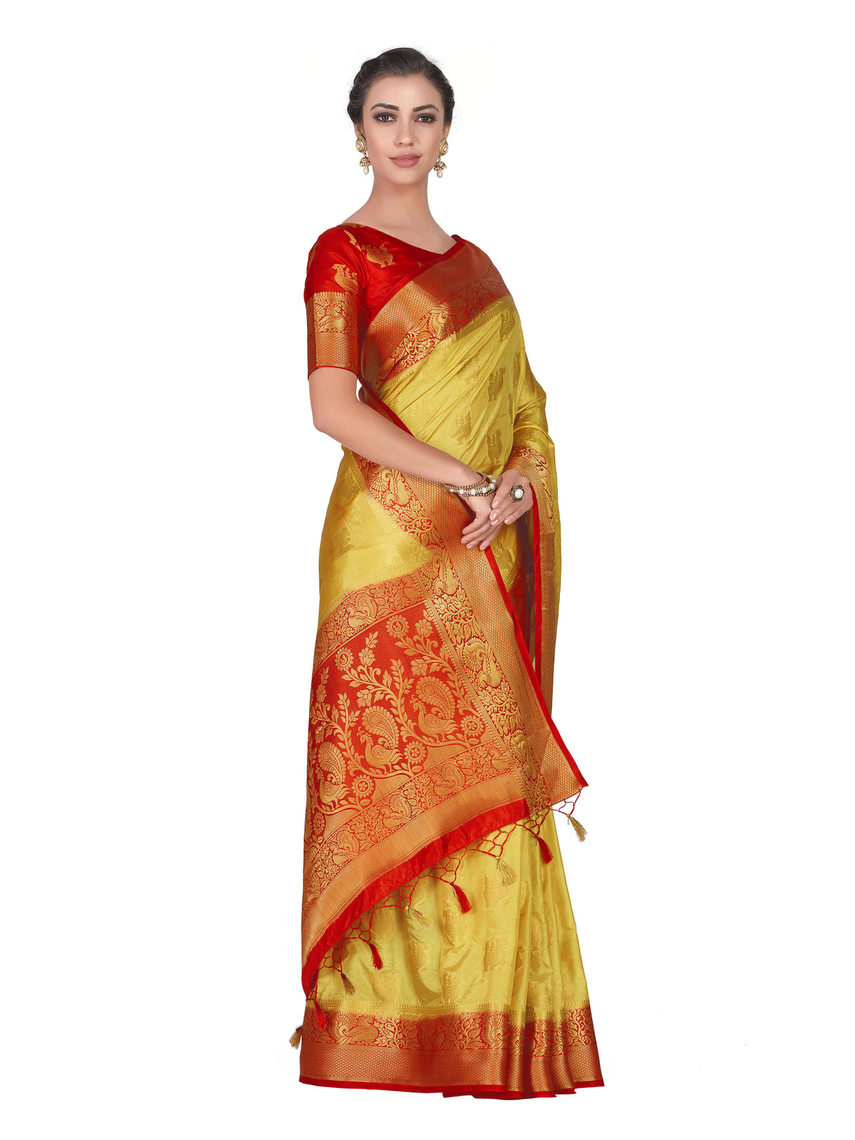 Mimosa Womens Art Silk Saree Kanjivaram Chiku Color