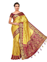 Mimosa Womens Art Silk Saree Kanjivaram Chiku Color