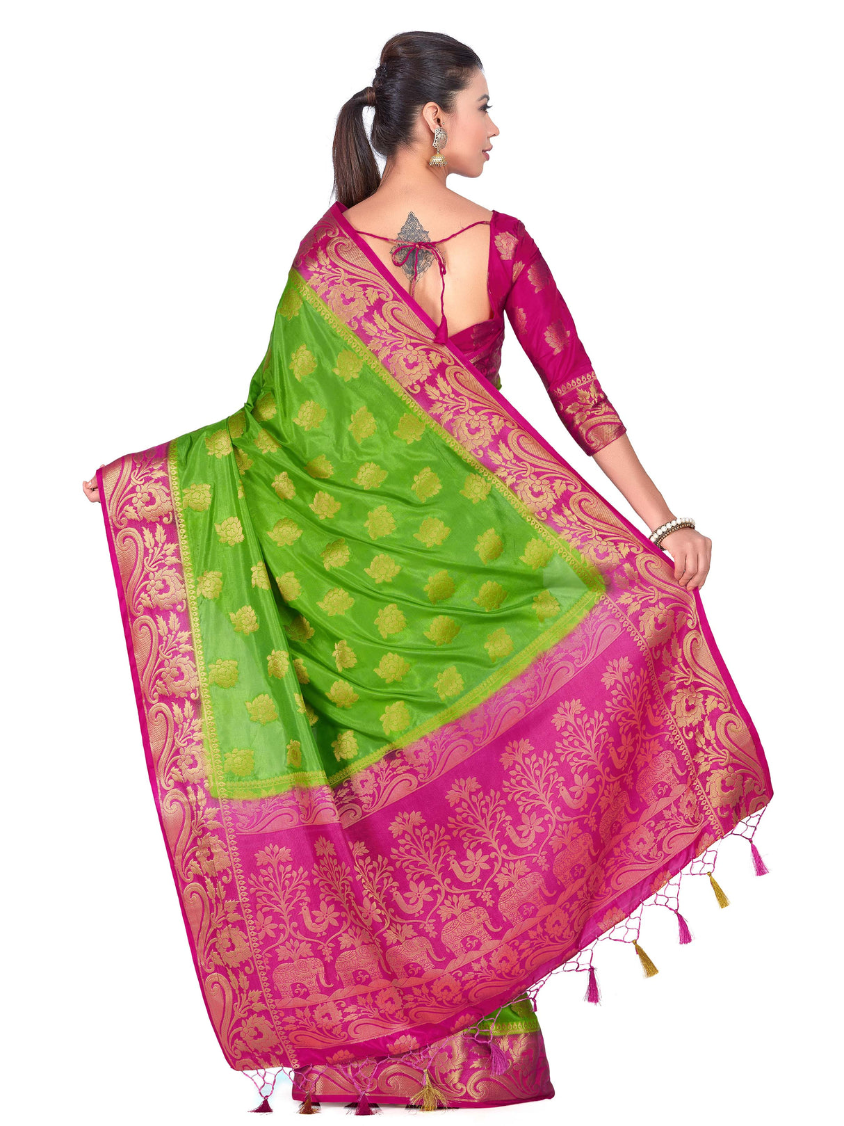 Mimosa Womens Art Silk Saree Kanjivaram Liril Color