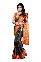 Mimosa Womens Art Silk Saree Kanjivaram Black Color