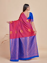 Mimosa Women's Woven Design Kanjivaram Style Art Silk Saree With Blouse Piece : SA00001415MRFREE