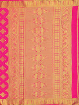 Mimosa Womens Crepe Saree Mysore Silk Strawberry Color