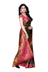 Mimosa Womens Art Silk Saree Kanjivaram Black Color