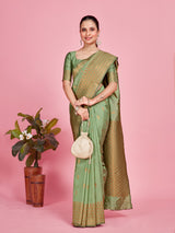 Mimosa Women's Woven Design Kanjivaram Style Art Silk Saree With Blouse Piece : SA00001328PSFREE