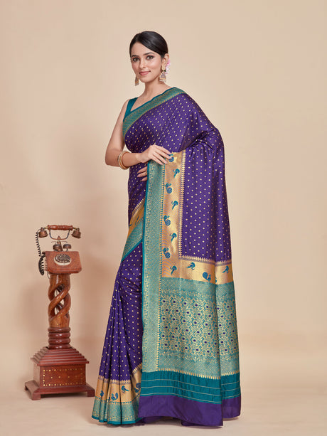 Mimosa Women's Woven Design Paithani Style Art Silk Saree With Blouse Piece : SA00001350VLFREE