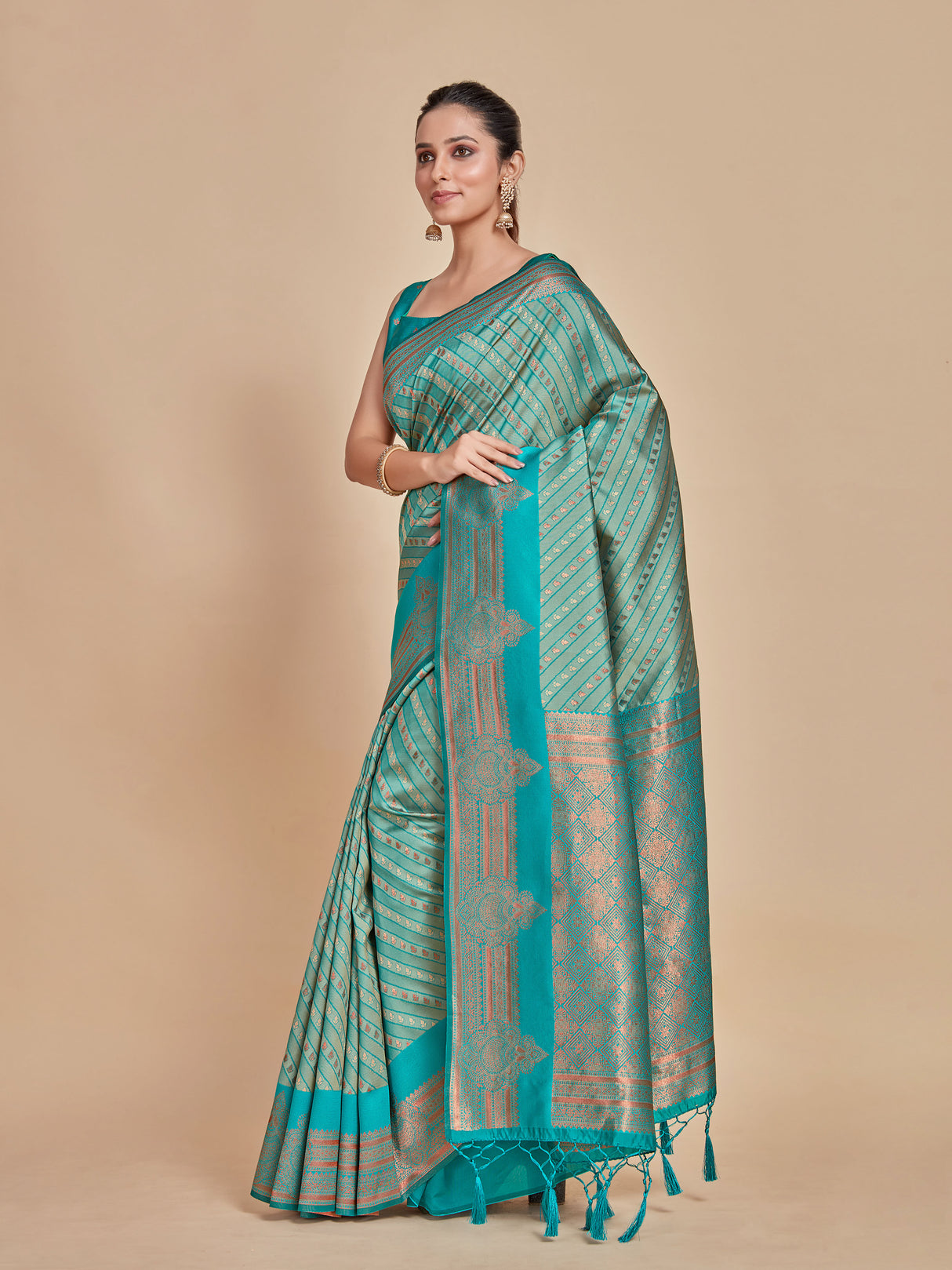 Mimosa Women's Woven Design Kanjivaram Style Art Silk Saree With Blouse Piece : SA00001252SFFREE