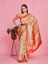 Mimosa Women's Woven Design Patola Style Art Silk Saree With Blouse Piece : SA00001378HWFREE