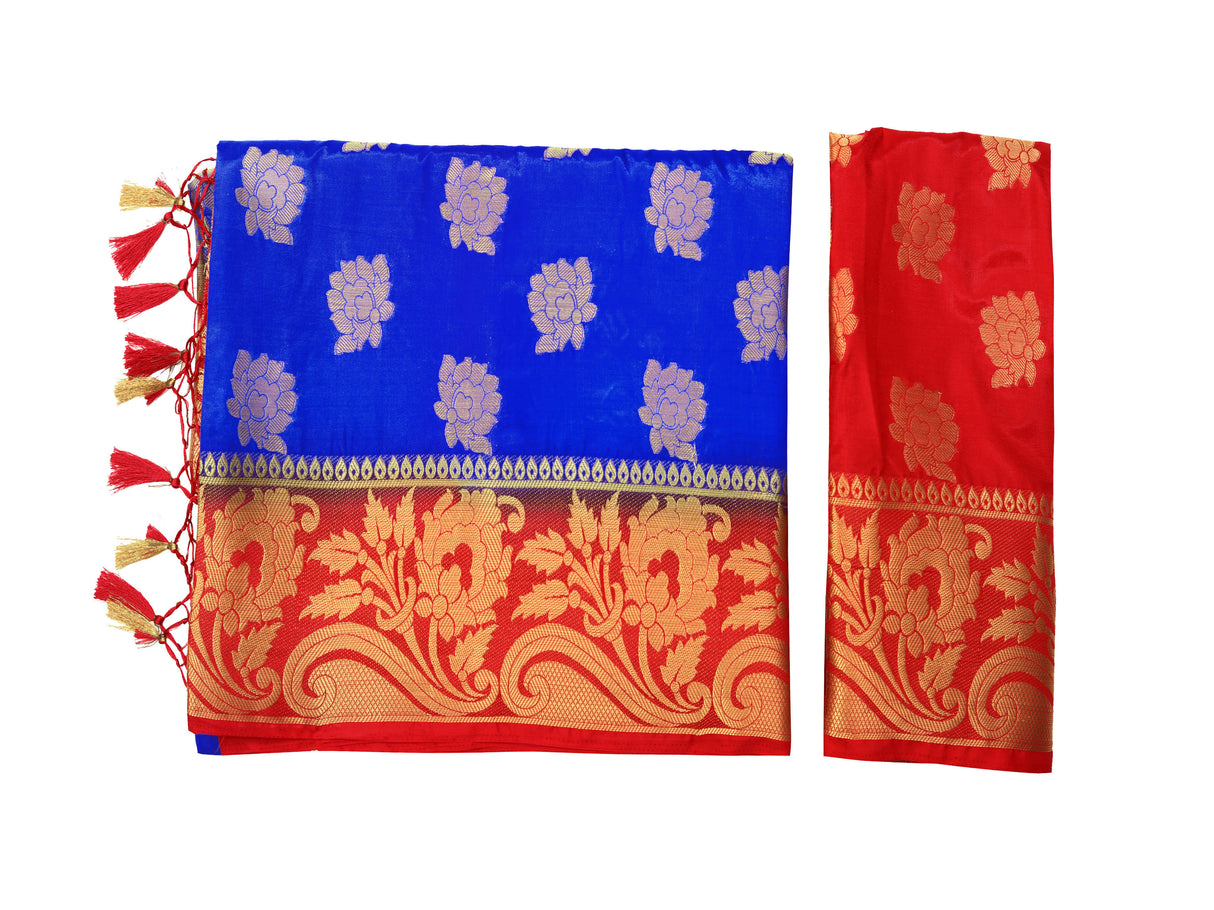 Mimosa Womens Art Silk Saree Kanjivaram Royal Blue Color