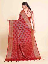 Mimosa Womens Art Silk Saree Kanjivaram Red Color