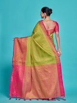 Mimosa Women's Woven Design Kanjivaram Style Art Silk Saree With Blouse Piece : SA00001288PSFREE