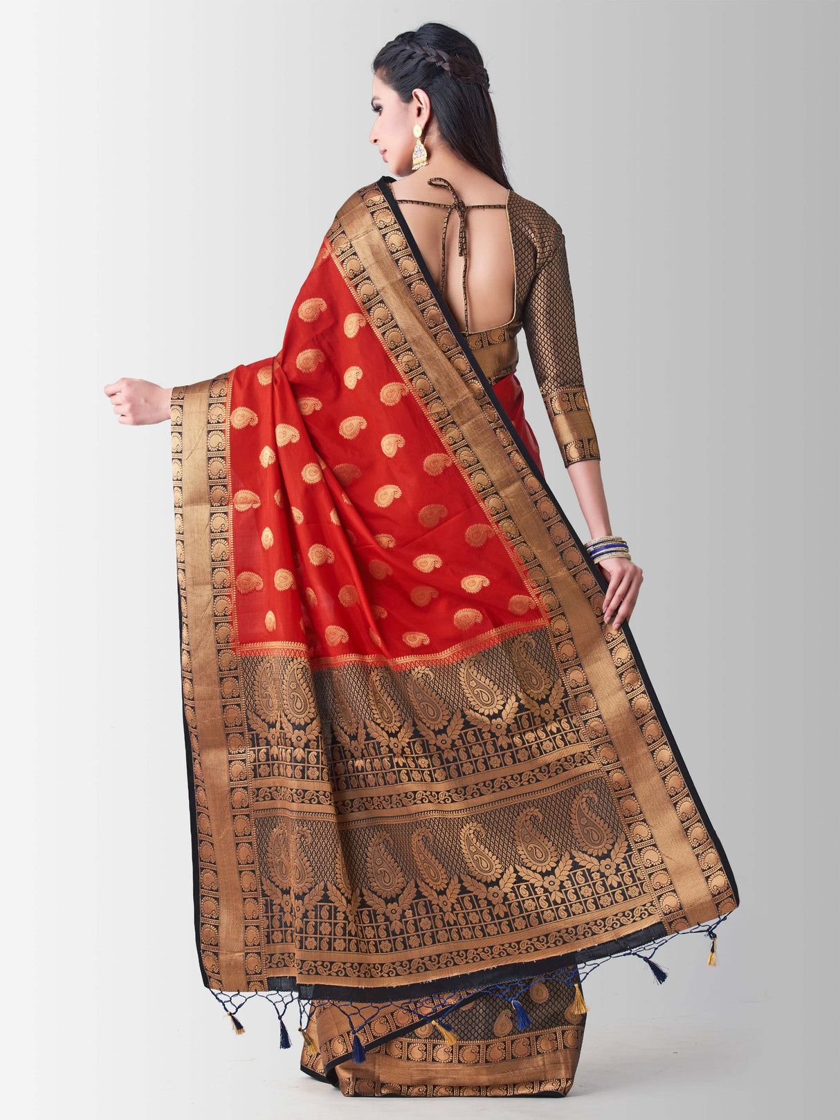 Mimosa Womens Art Silk Saree Kanjivaram Red Color