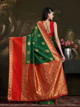 Mimosa Women's Woven Design Kanjivaram Style Art Silk Saree With Blouse Piece : SA0000869BG