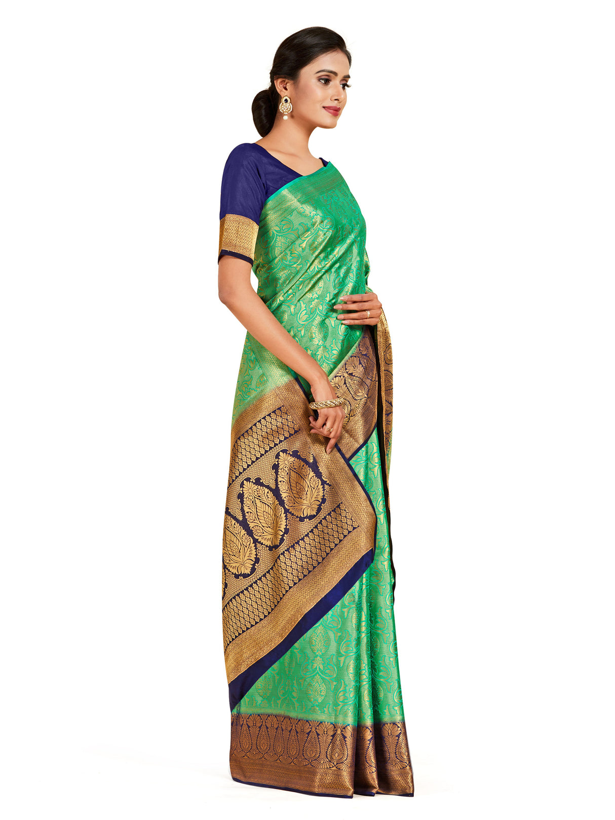 Mimosa Womens Art Silk Saree Kanjivaram Rama Color