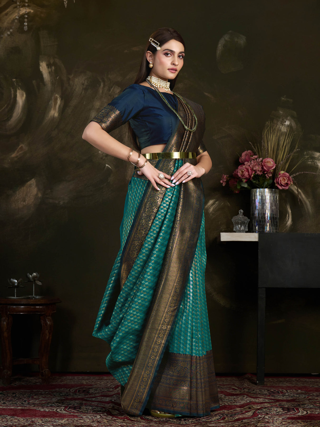 Mimosa Women's Woven Design Kanjivaram Art Silk Saree With Blouse Piece : SA0000907SF