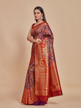 Mimosa Women's Woven Design Patola Style Art Silk Saree With Blouse Piece : SA00001389MJFREE