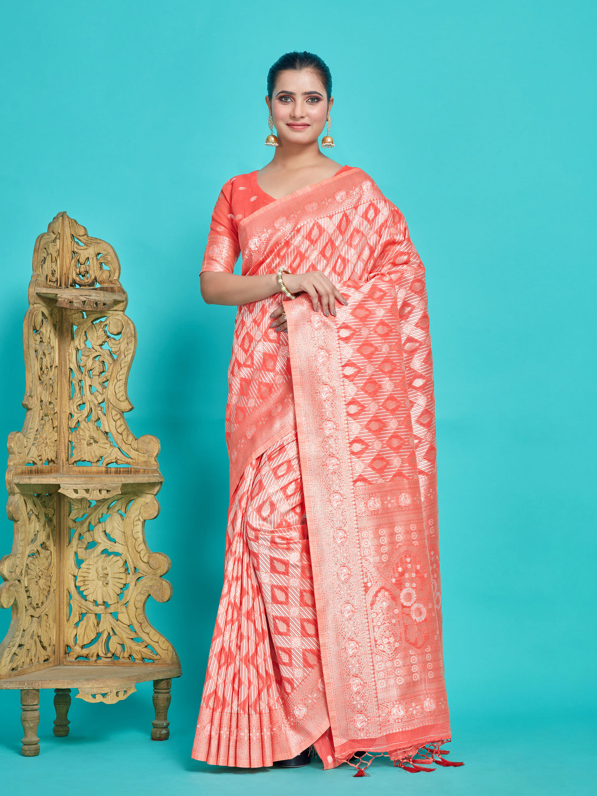 Mimosa Women's Woven Design Banarasi Style Art Silk Saree With Blouse Piece : SA00001278STFREE