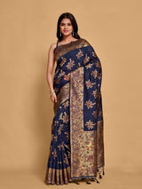 Mimosa Women's Woven Design Kanjivaram Art Silk Saree With Blouse Piece : SA00001220NVFREE