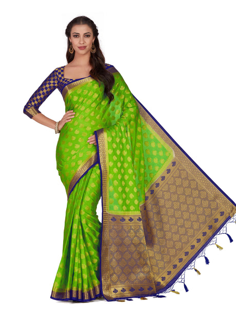 Mimosa Womens Crepe Saree Mysore Silk Liril Color