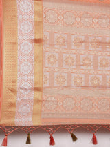 Mimosa Womens Art Silk Saree Kanjivaram Peach Color