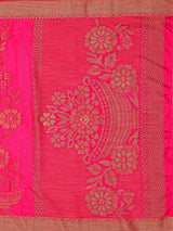 Mimosa Womens Art Silk Saree Kanjivaram Strawberry Color