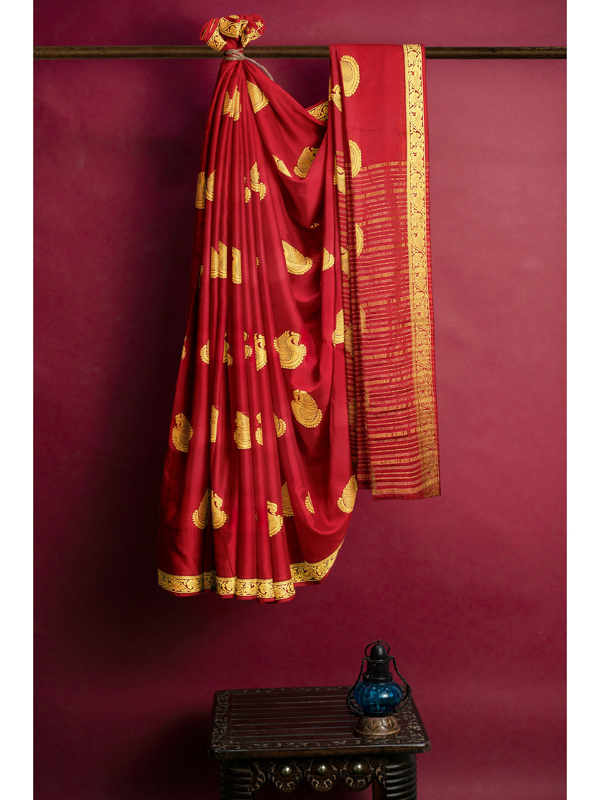 Mimosa Womens Crepe Saree Mysore Silk Maroon Color