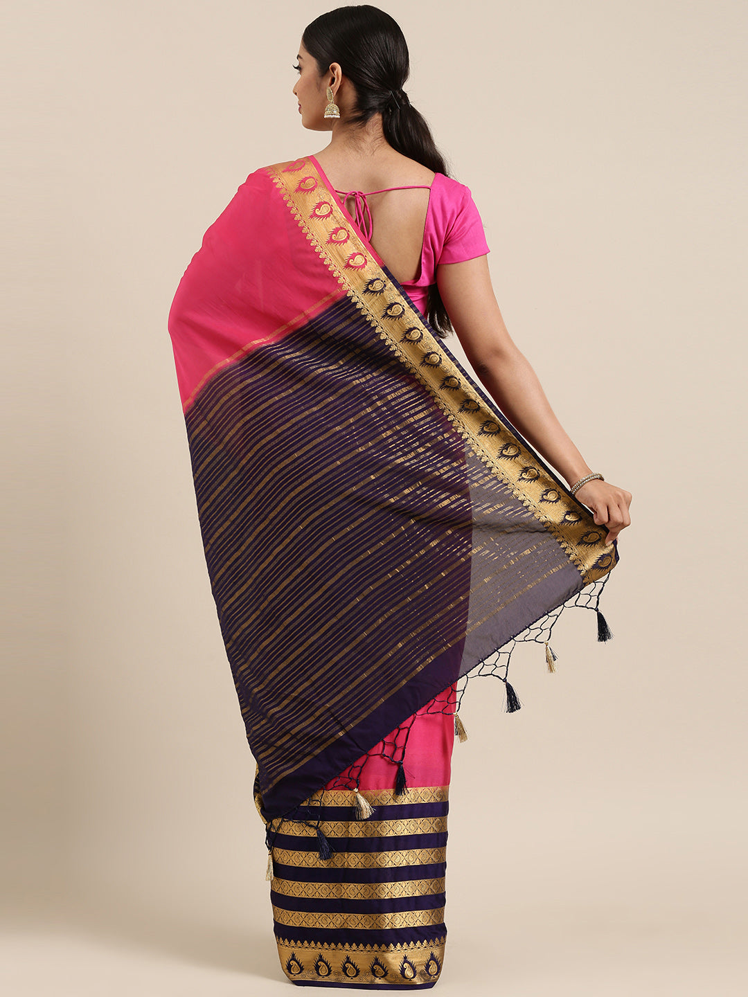 Mimosa Womens Crepe Saree Mysore Silk Gajjari Color