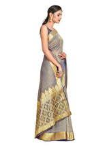 Mimosa Womens Art Silk Saree Kanjivaram style Grey Color