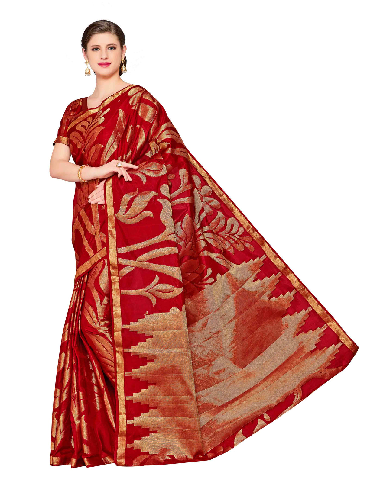 Mimosa Womens Art Silk Saree Kanjivaram Maroon Color